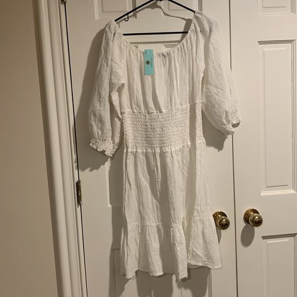 Boston Proper White Peasant Style Dress - Picture 2 of 9